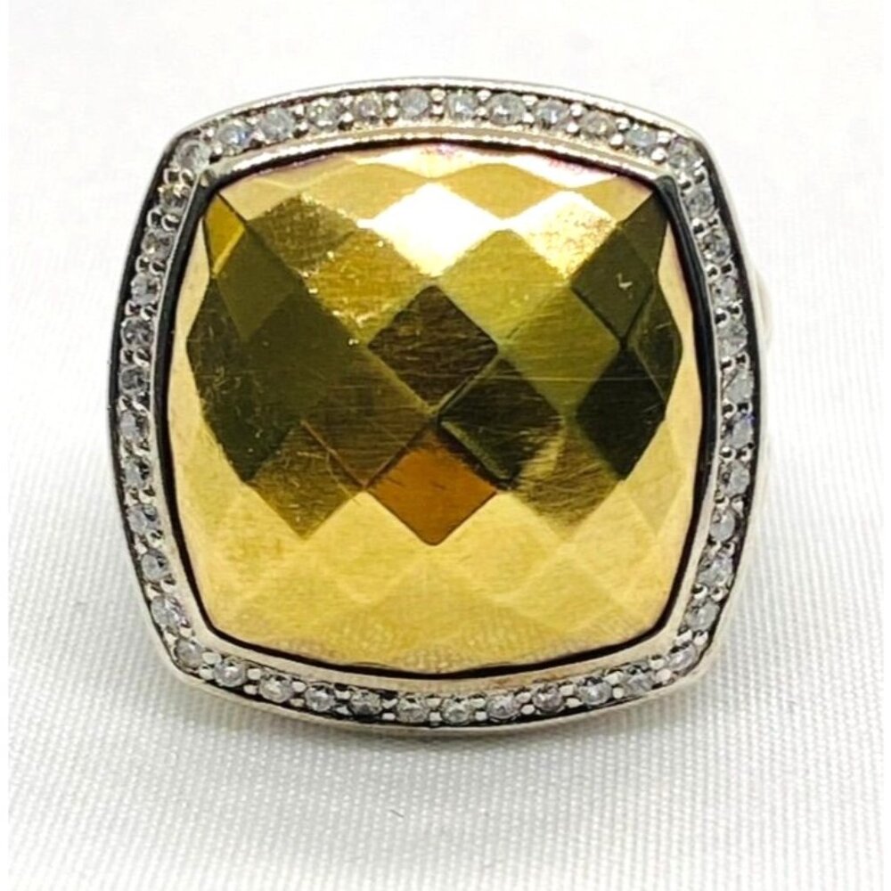 David Yurman Albion Faceted Dome Ring Sterling Silver Bonded 18K - Picture 10 of 11
